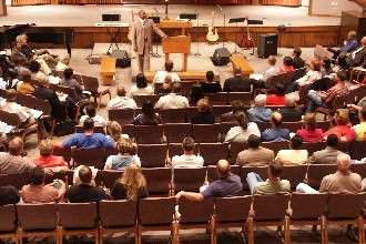 Stickland Chapel during visit from a guest speaker.