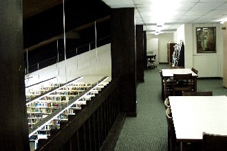 A quiet study area on the second floor of Trimble Library.