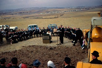 Worshiping during the ground breaking ceremony.