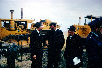 Preparing for the ground breaking ceremony.