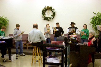 A group of Younger students practicing their voice lessons at Nazarene Bible College.