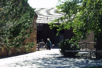 Student heading to the bookstore during late spring.